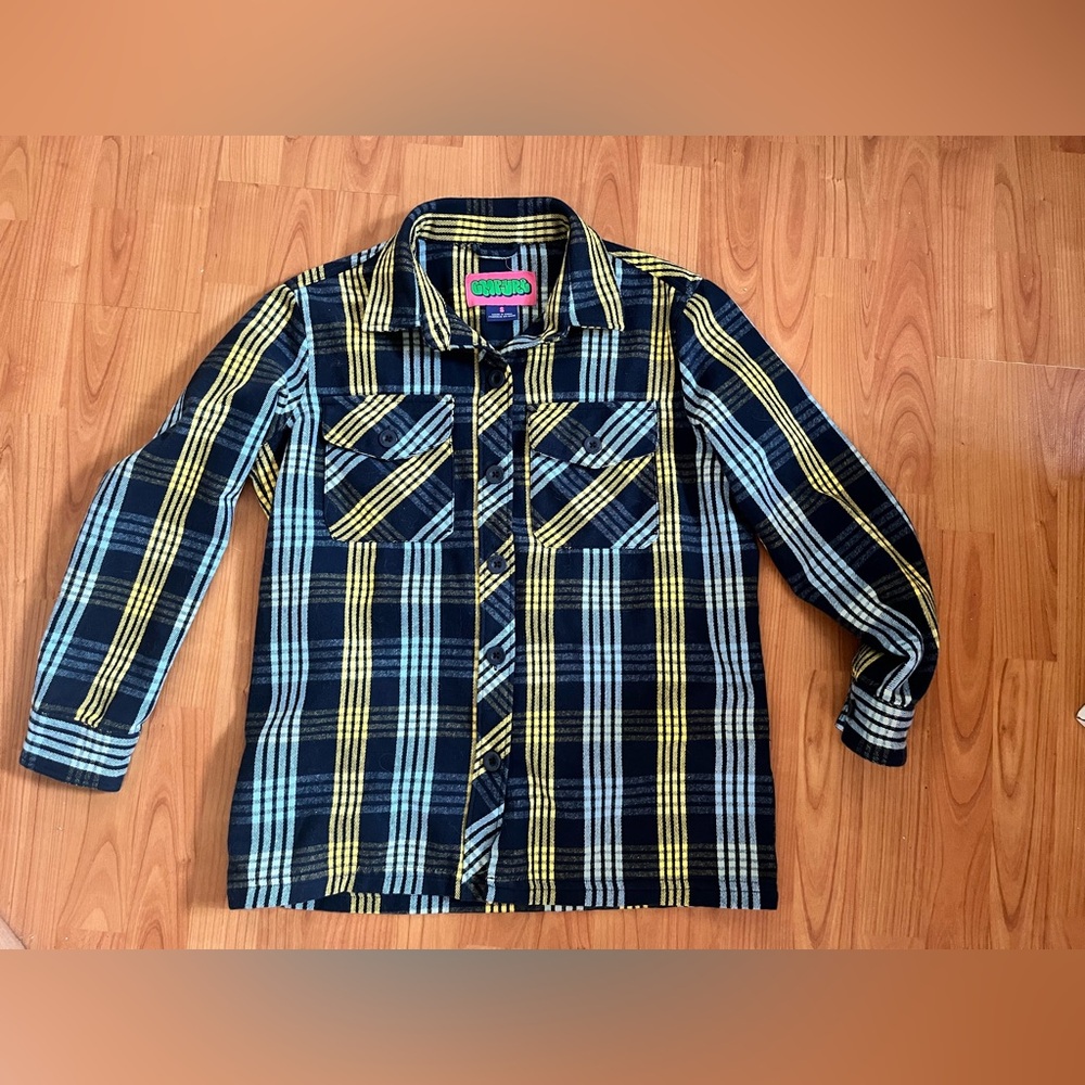 NWT Empyre Jayden Blue and Yellow Flannel Sz XS and Sm